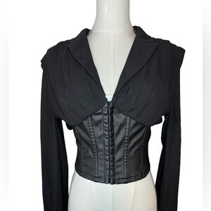 Black Long Sleeve Corset blouse